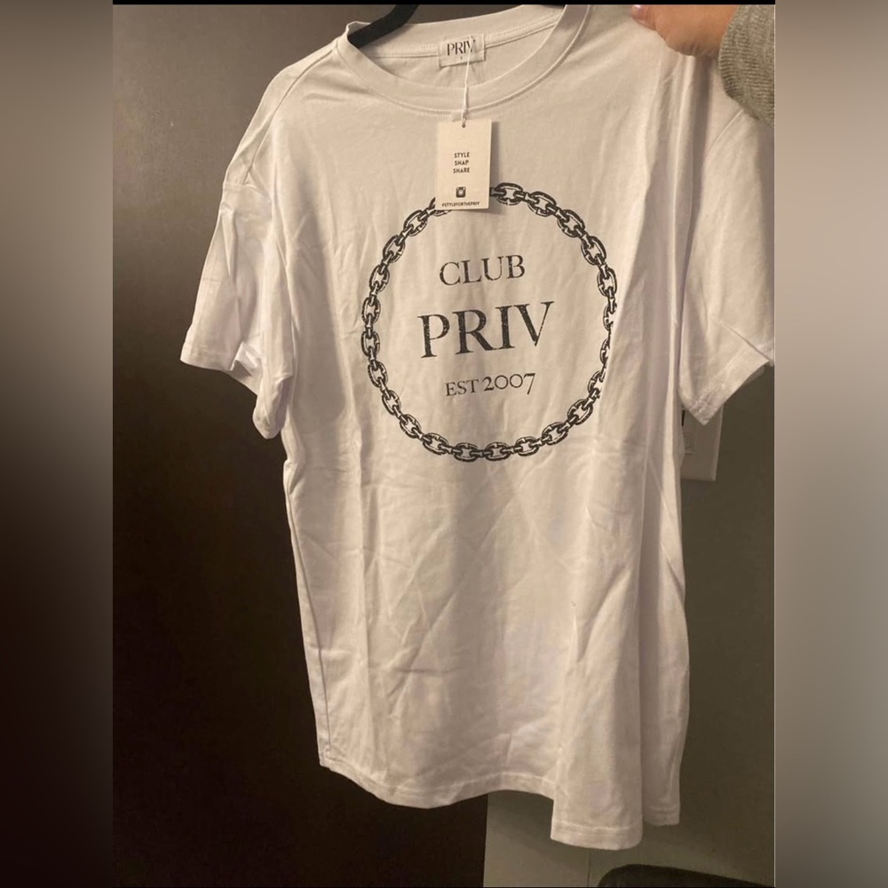 Women’s small oversized PRIV new with tags white tshirt